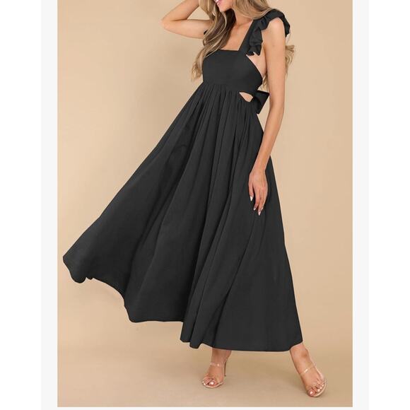 MITILLY women square neck tie back a line dress - Picture 2 of 3